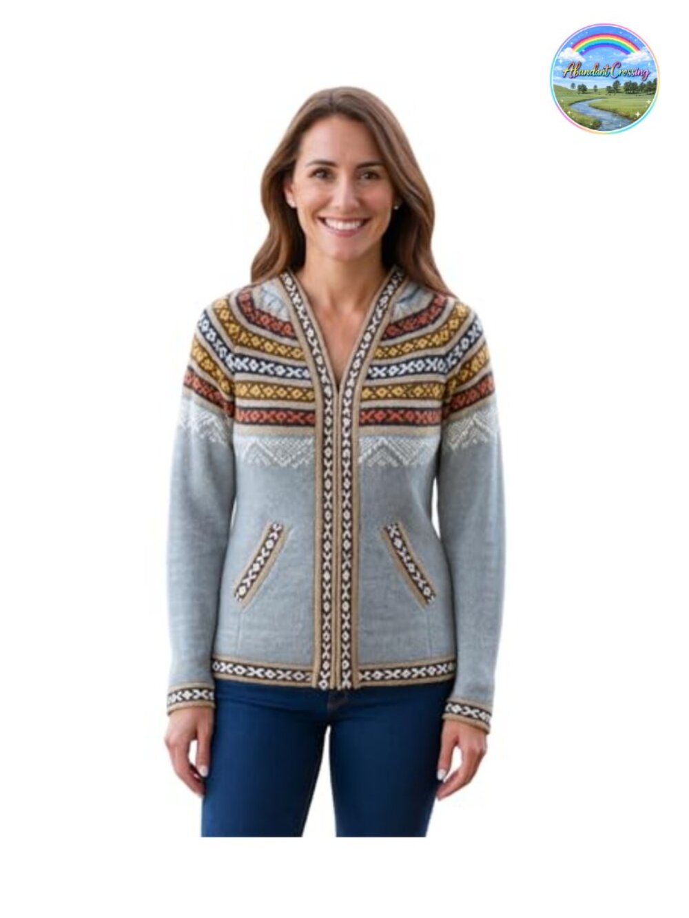 Alpaca Wool Hooded Cardigan Sweater Women Handmade Knit Warm